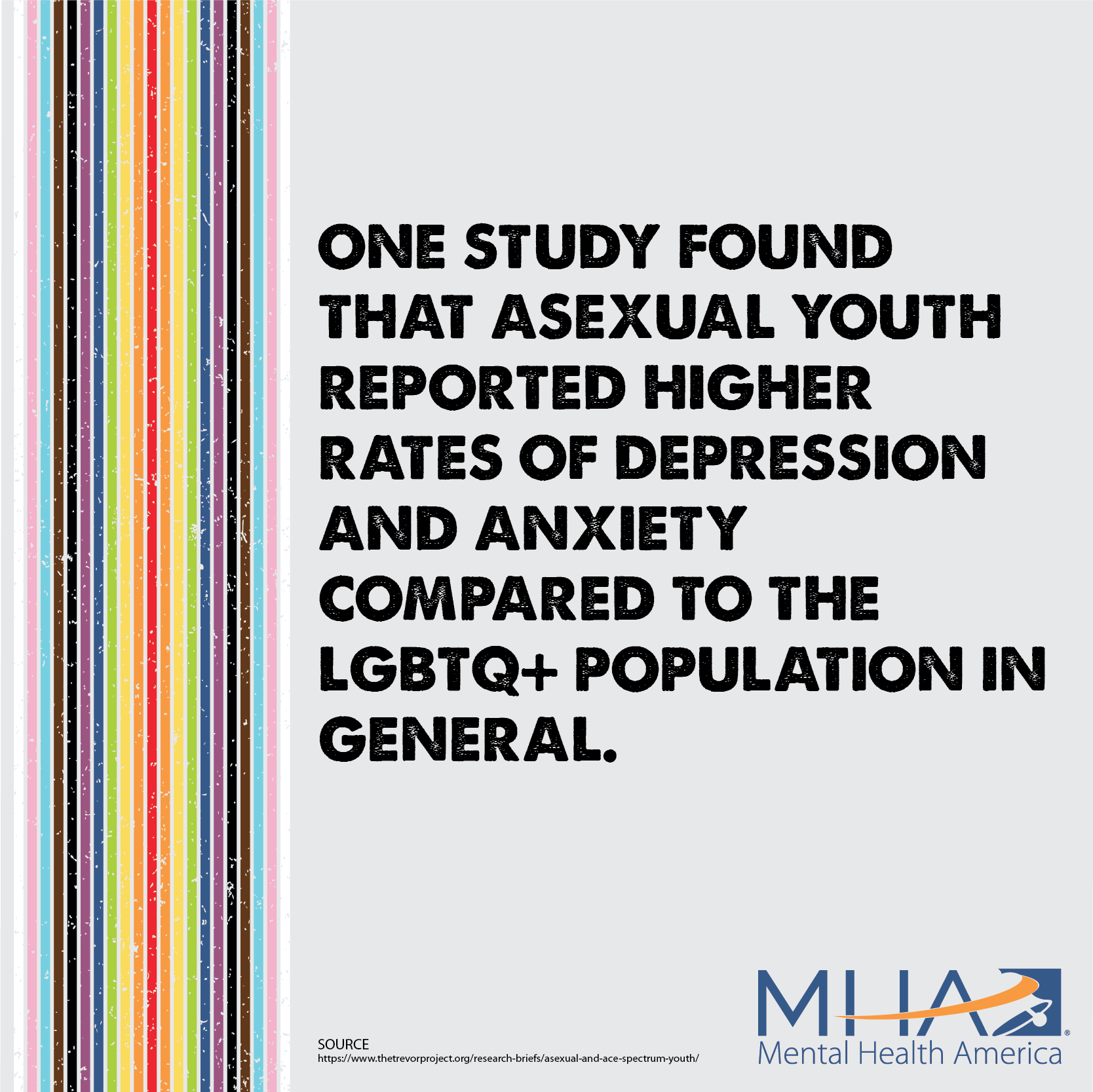 One study found that asexual youth reported higher rates of depression and anxiety compared to the LGBTQ+ population in general.