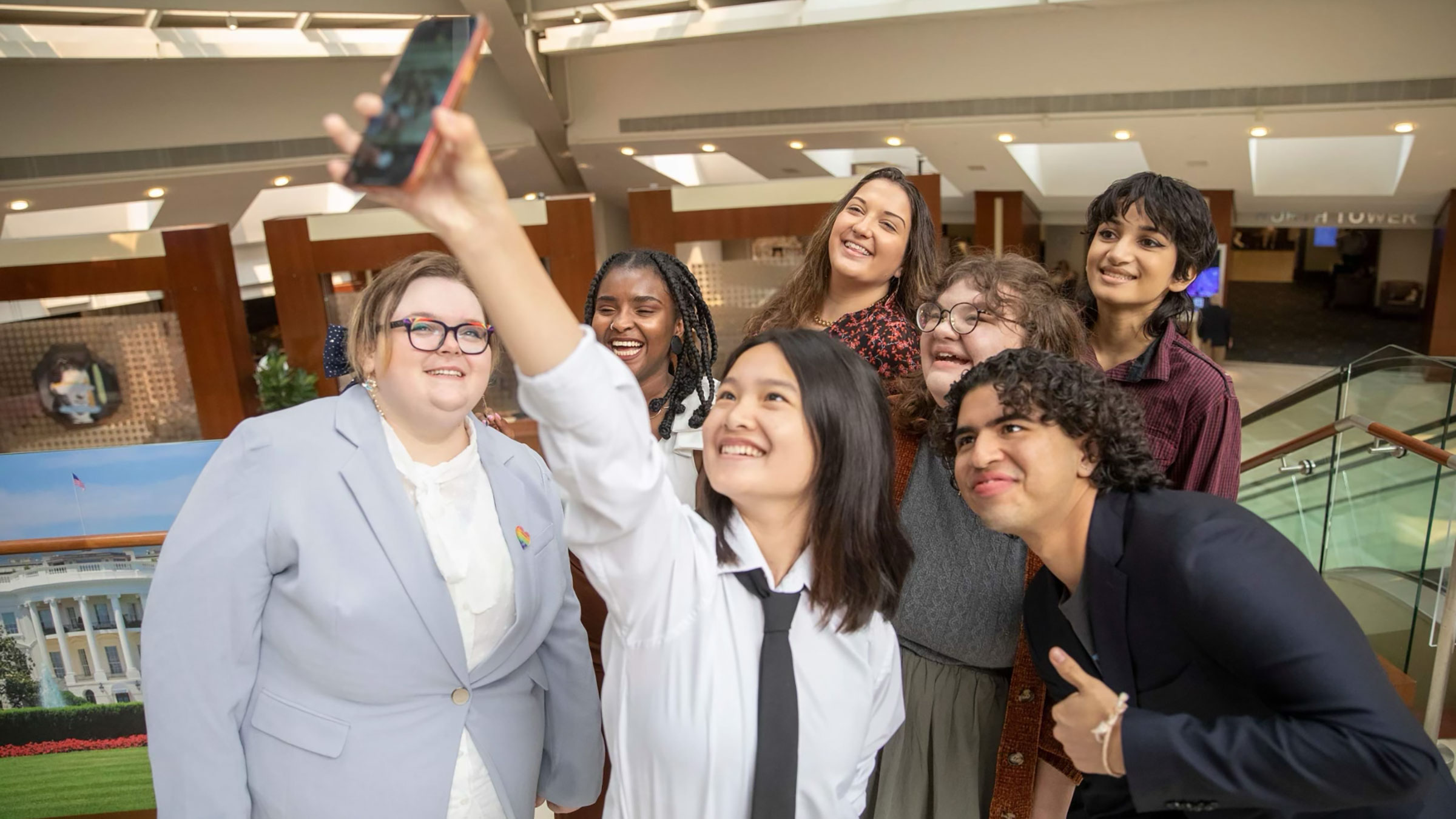 members of MHA's 2022-23 Young Leaders Council pose for a selfie